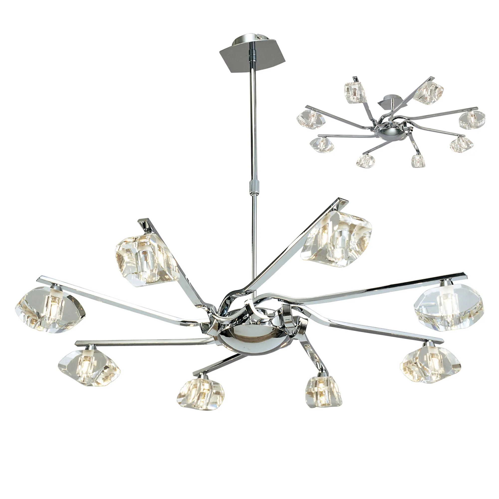 M0410  Alfa Crystal Telescopic Pendant 8 Light